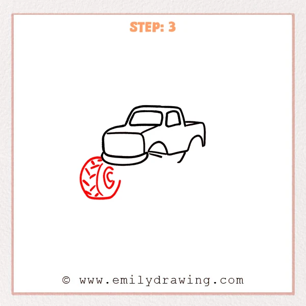 how to draw a monster truck - Step 3
